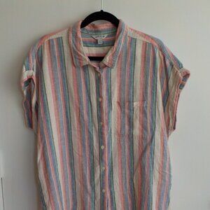 Orvis Shirt - Button Down Sleeveless - Multicolor Stripe - Size XL (526)